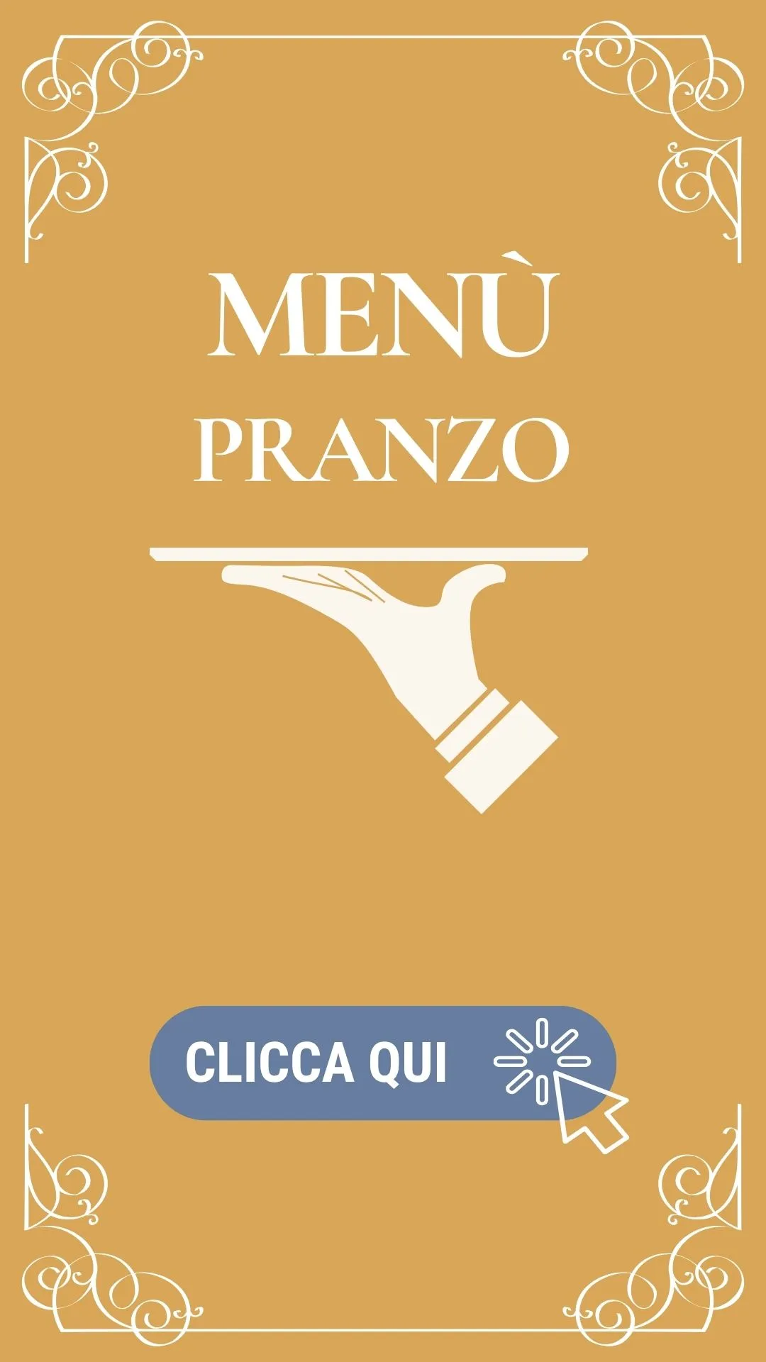 Pulsante per aprire il menù del Ristorante Brunch Bar con piatti senza glutine, vegetariani, vegani e specialità al baccalà
